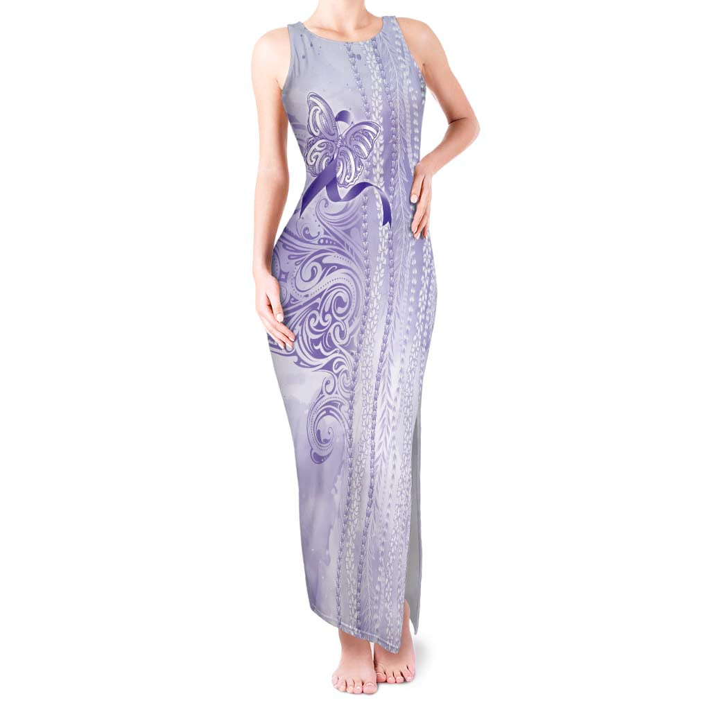 Epilepsy Awareness Tank Maxi Dress Maile Pikake Lokelani Crown Flower Lei Inspired LT9 Women Purple - Polynesian Pride