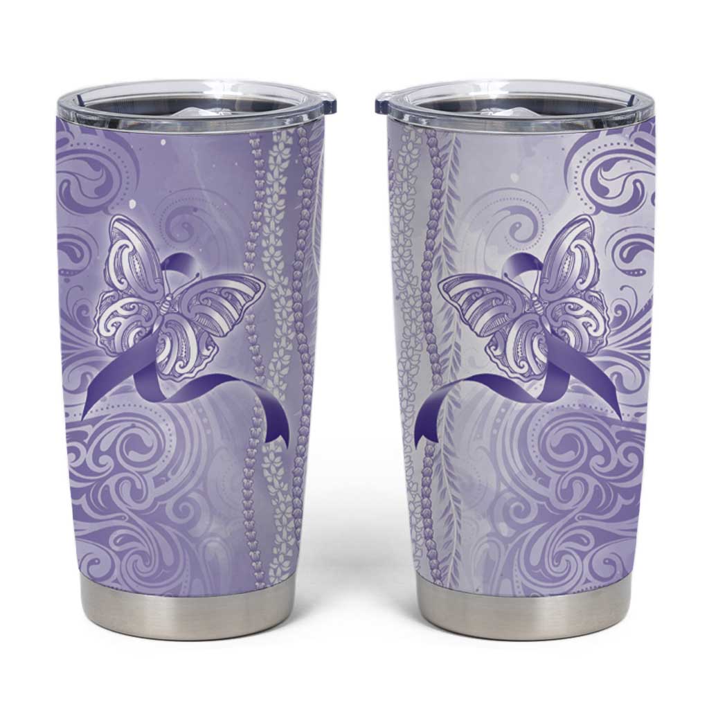 Epilepsy Awareness Tumbler Cup Maile Pikake Lokelani Crown Flower Lei Inspired LT9 Purple - Polynesian Pride