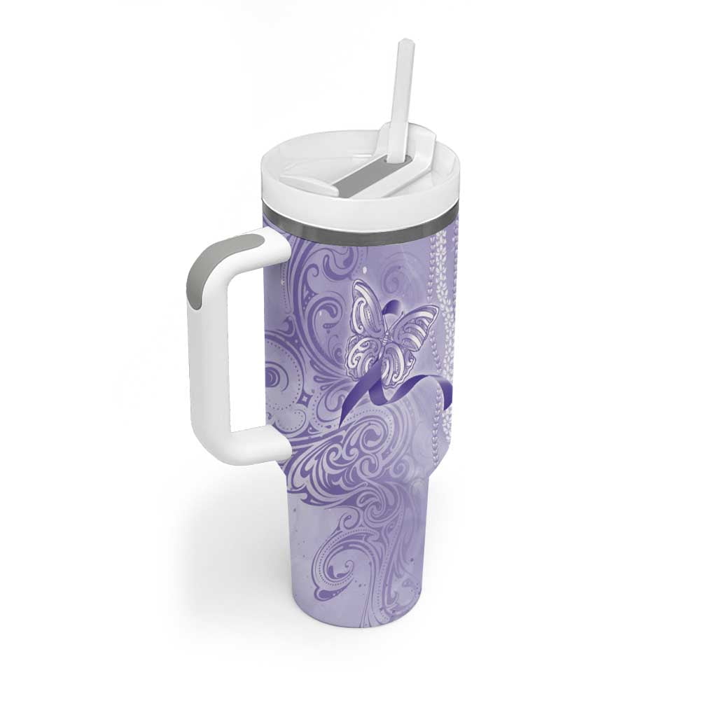 Epilepsy Awareness Tumbler With Handle Maile Pikake Lokelani Crown Flower Lei Inspired LT9 - Polynesian Pride