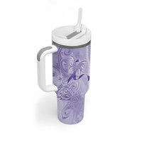 Epilepsy Awareness Tumbler With Handle Maile Pikake Lokelani Crown Flower Lei Inspired LT9 - Polynesian Pride
