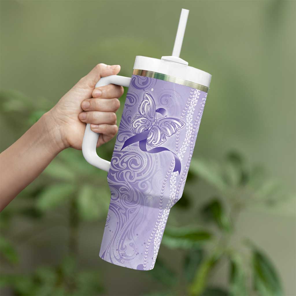 Epilepsy Awareness Tumbler With Handle Maile Pikake Lokelani Crown Flower Lei Inspired LT9 - Polynesian Pride