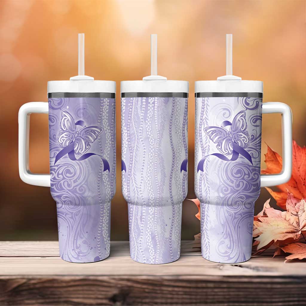 Epilepsy Awareness Tumbler With Handle Maile Pikake Lokelani Crown Flower Lei Inspired LT9 - Polynesian Pride