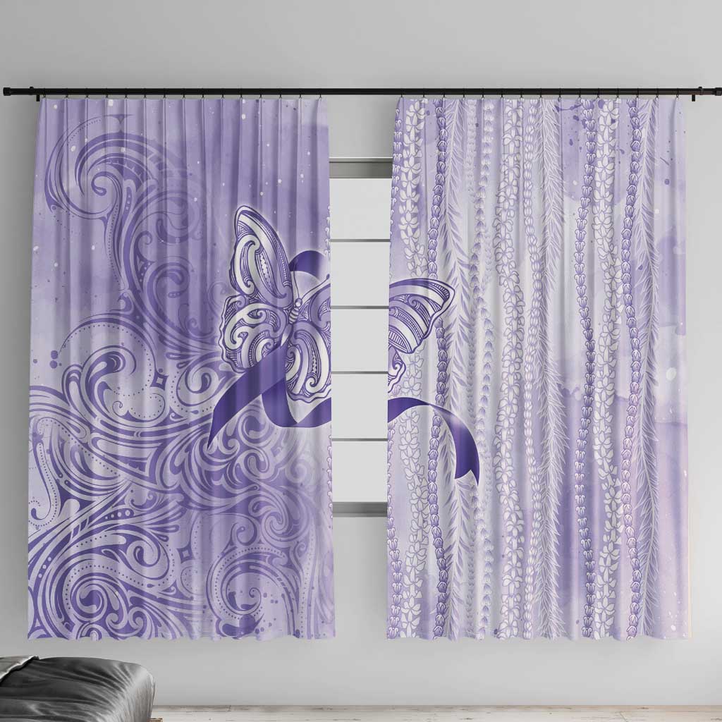 Epilepsy Awareness Window Curtain Maile Pikake Lokelani Crown Flower Lei Inspired LT9 With Hooks Purple - Polynesian Pride