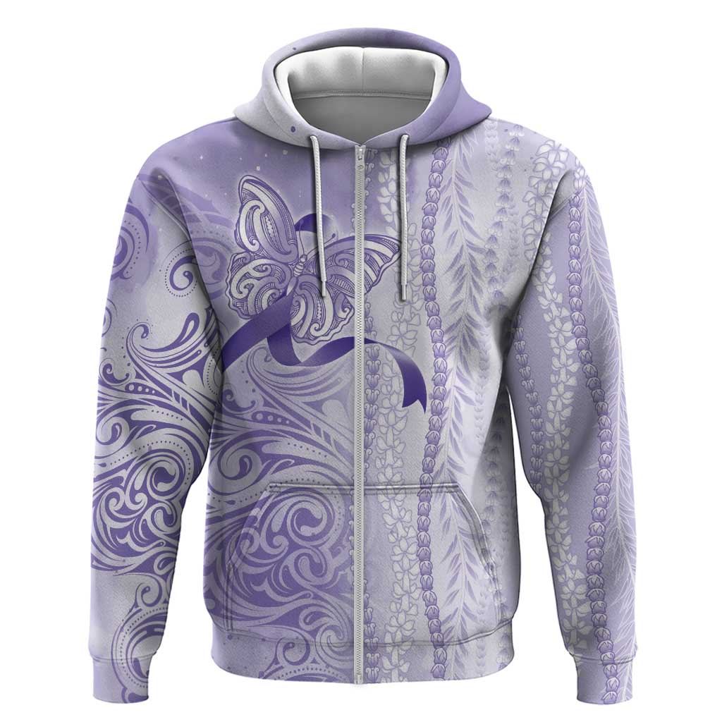 Epilepsy Awareness Zip Hoodie Maile Pikake Lokelani Crown Flower Lei Inspired LT9 Zip Hoodie Purple - Polynesian Pride