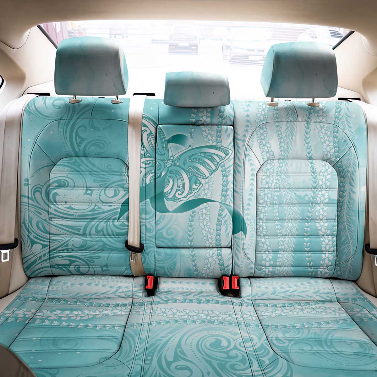 PTSD Awareness Back Car Seat Cover Maile Pikake Lokelani Crown Flower Lei Inspired