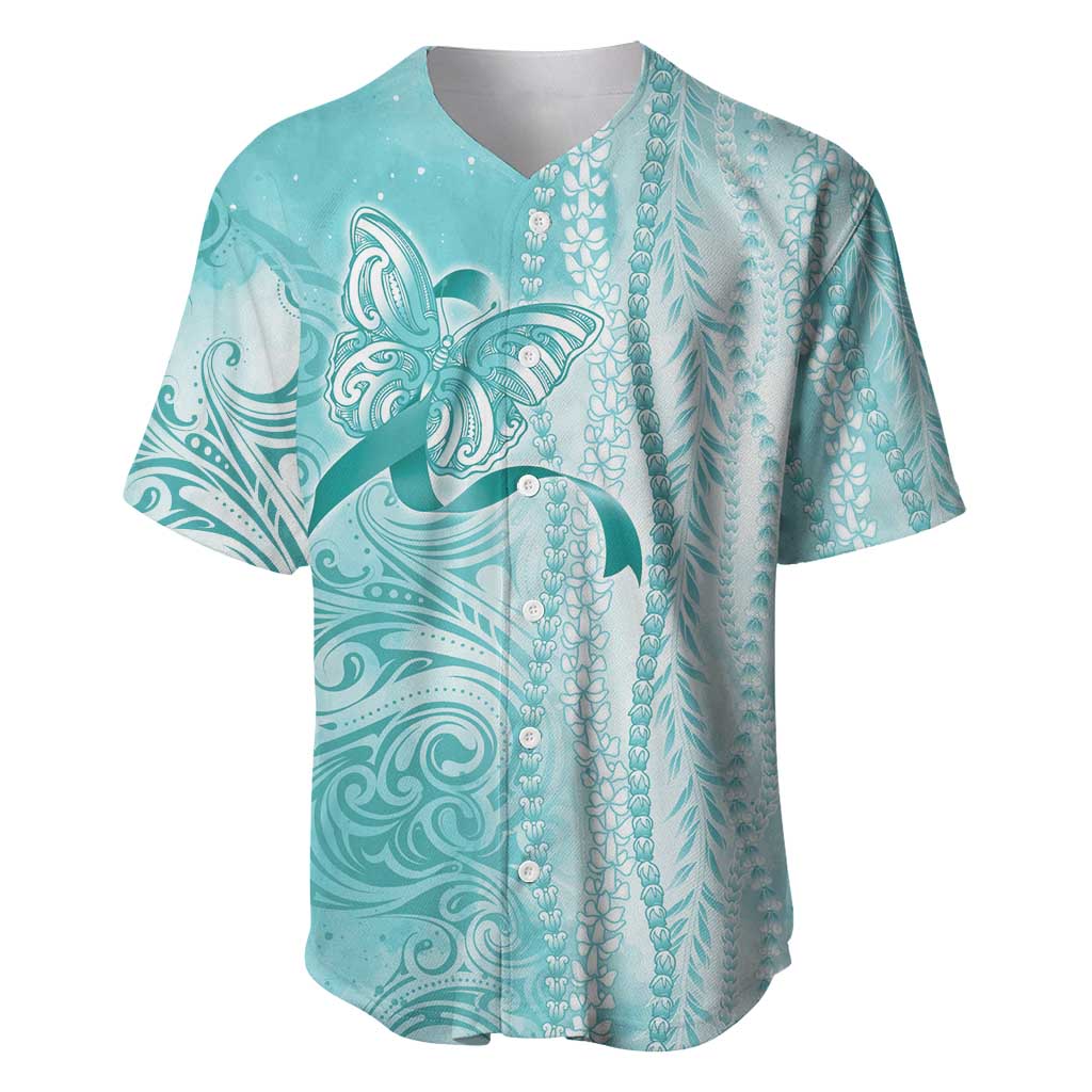 PTSD Awareness Baseball Jersey Maile Pikake Lokelani Crown Flower Lei Inspired LT9 Teal - Polynesian Pride