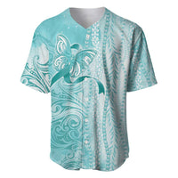 PTSD Awareness Baseball Jersey Maile Pikake Lokelani Crown Flower Lei Inspired LT9 Teal - Polynesian Pride