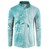 PTSD Awareness Button Sweatshirt Maile Pikake Lokelani Crown Flower Lei Inspired LT9 Teal - Polynesian Pride