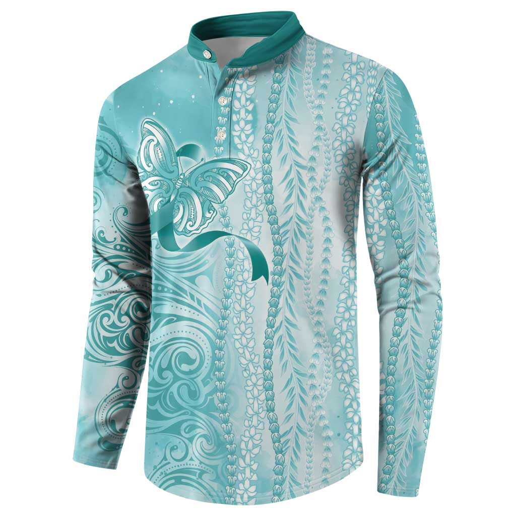 PTSD Awareness Button Sweatshirt Maile Pikake Lokelani Crown Flower Lei Inspired LT9 - Polynesian Pride