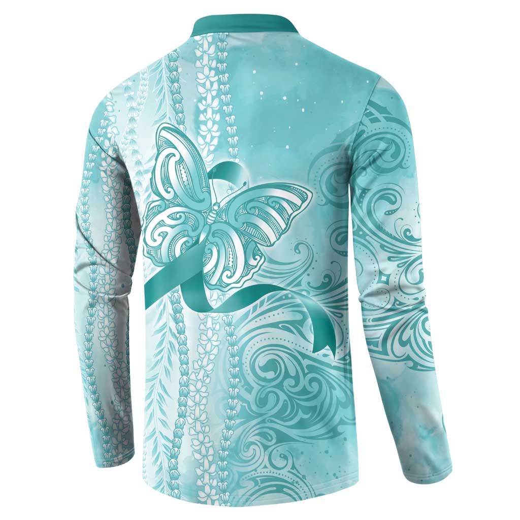 PTSD Awareness Button Sweatshirt Maile Pikake Lokelani Crown Flower Lei Inspired LT9 - Polynesian Pride