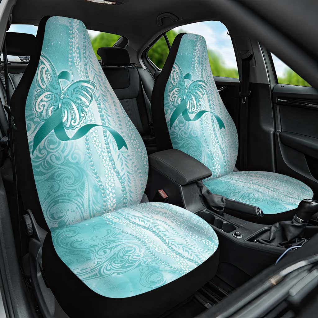 PTSD Awareness Car Seat Cover Maile Pikake Lokelani Crown Flower Lei Inspired LT9 One Size Teal - Polynesian Pride