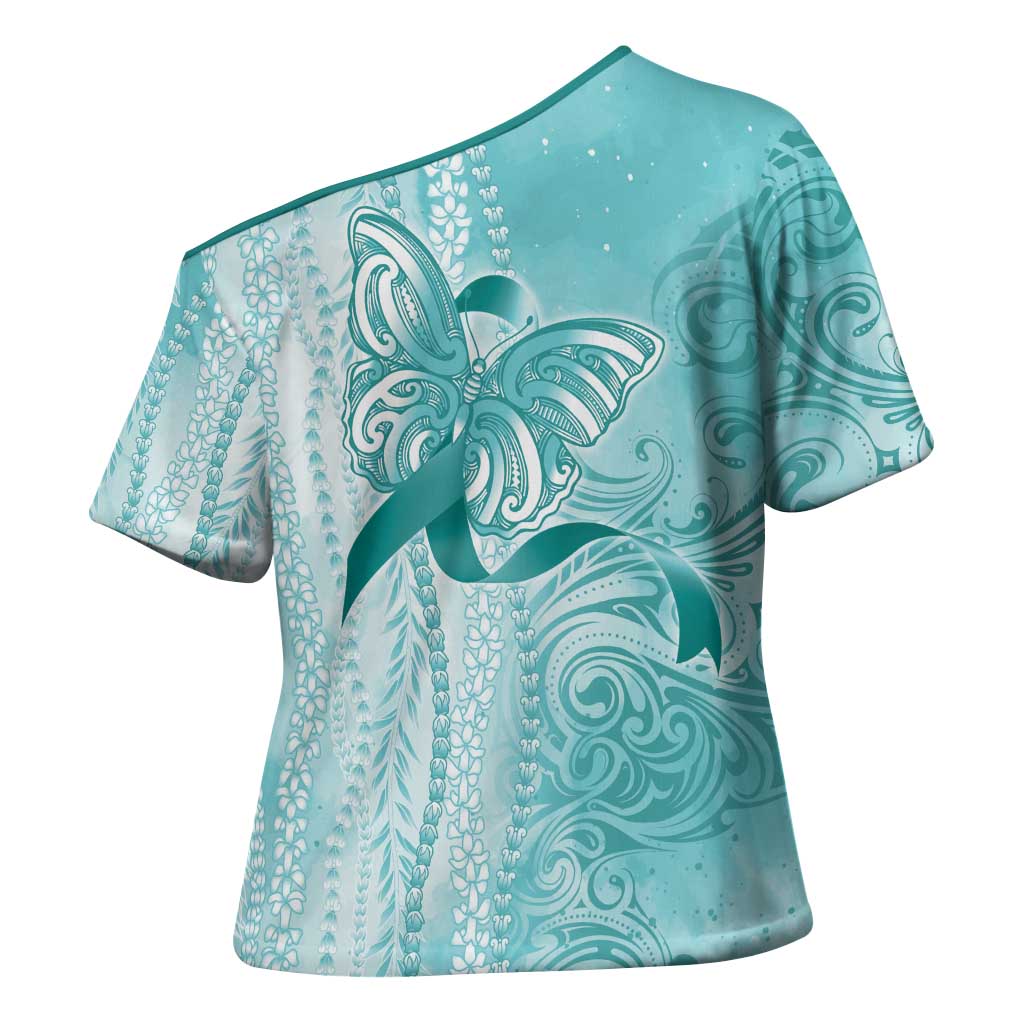PTSD Awareness Cross Shoulder Shirt Maile Pikake Lokelani Crown Flower Lei Inspired LT9 - Polynesian Pride