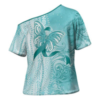 PTSD Awareness Cross Shoulder Shirt Maile Pikake Lokelani Crown Flower Lei Inspired LT9 - Polynesian Pride
