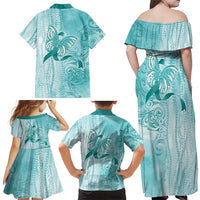 PTSD Awareness Family Matching Off Shoulder Maxi Dress and Hawaiian Shirt Maile Pikake Lokelani Crown Flower Lei Inspired