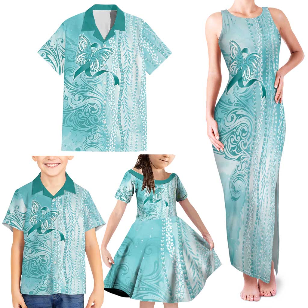 PTSD Awareness Family Matching Tank Maxi Dress and Hawaiian Shirt Maile Pikake Lokelani Crown Flower Lei Inspired LT9 - Polynesian Pride