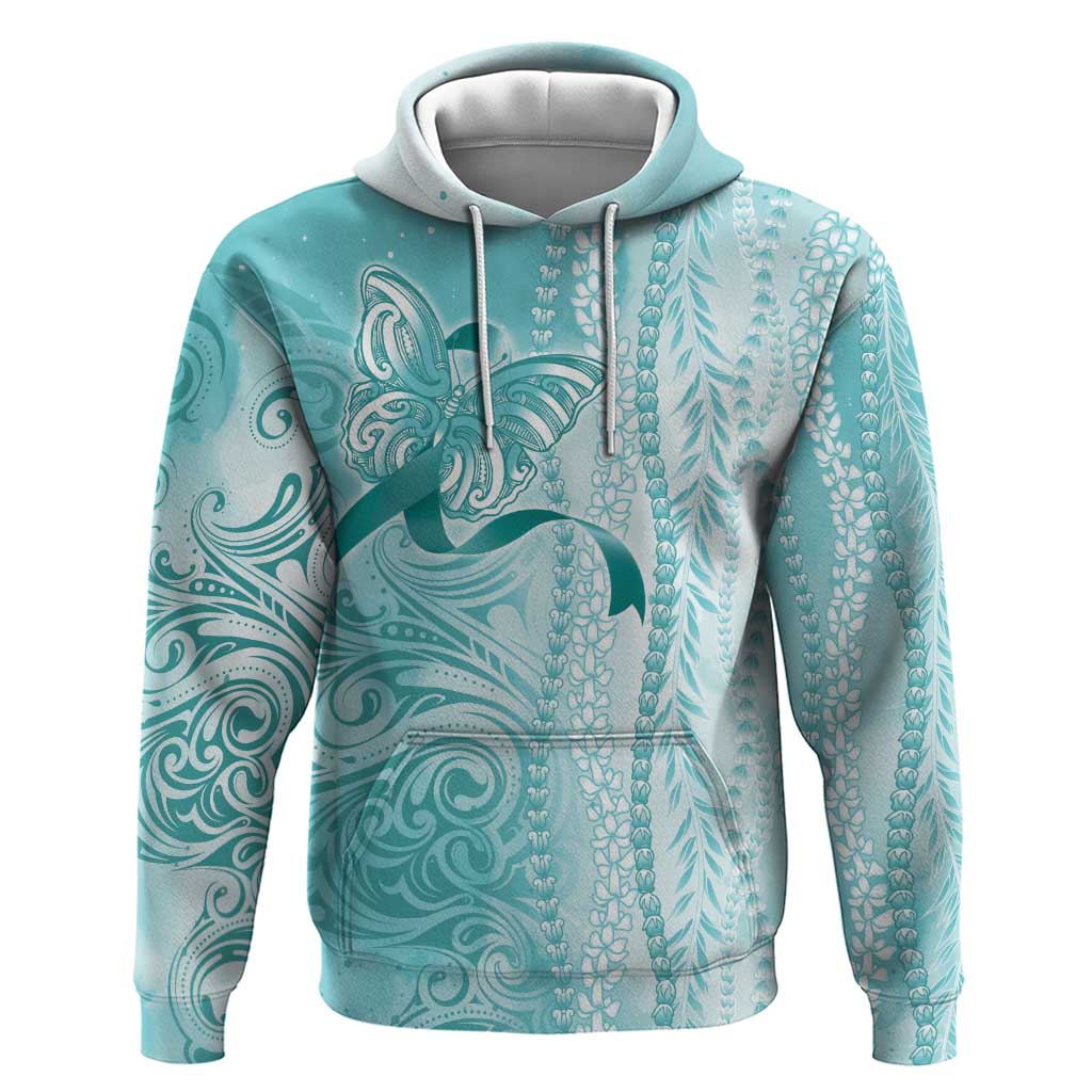 PTSD Awareness Hoodie Maile Pikake Lokelani Crown Flower Lei Inspired LT9 Pullover Hoodie Teal - Polynesian Pride