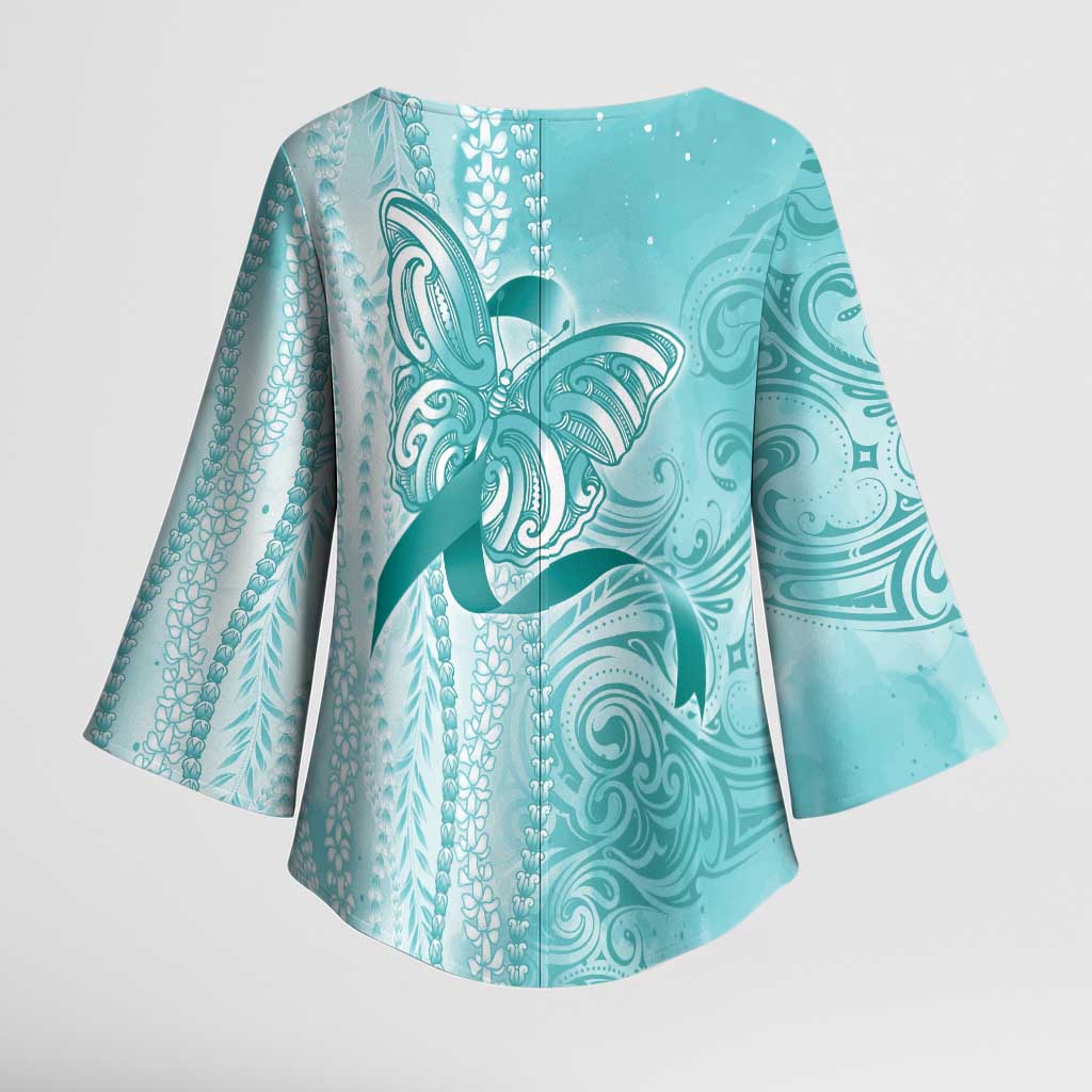 PTSD Awareness Kimono Sleeve Blouse Maile Pikake Lokelani Crown Flower Lei Inspired LT9 - Polynesian Pride