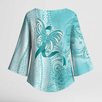 PTSD Awareness Kimono Sleeve Blouse Maile Pikake Lokelani Crown Flower Lei Inspired LT9 - Polynesian Pride