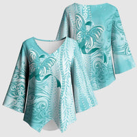 PTSD Awareness Kimono Sleeve Blouse Maile Pikake Lokelani Crown Flower Lei Inspired LT9 - Polynesian Pride
