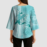PTSD Awareness Kimono Sleeve Blouse Maile Pikake Lokelani Crown Flower Lei Inspired LT9 - Polynesian Pride