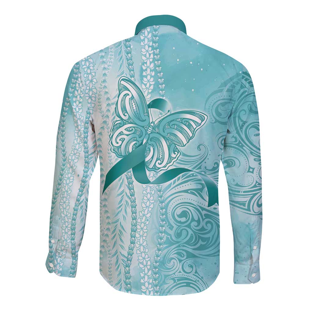 PTSD Awareness Long Sleeve Button Shirt Maile Pikake Lokelani Crown Flower Lei Inspired LT9 - Polynesian Pride