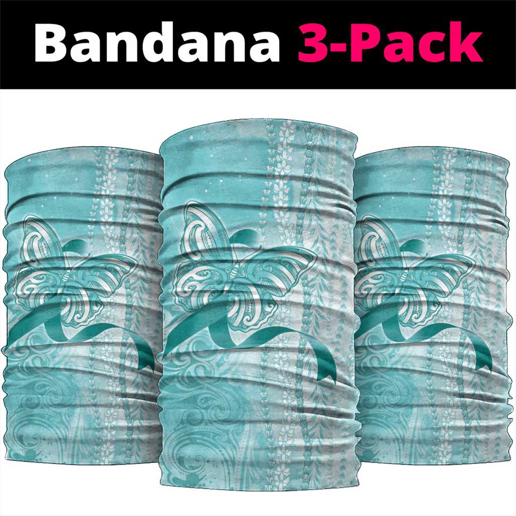 PTSD Awareness Neck Gaiter Maile Pikake Lokelani Crown Flower Lei Inspired LT9 package One Size: 25*50cm Teal - Polynesian Pride