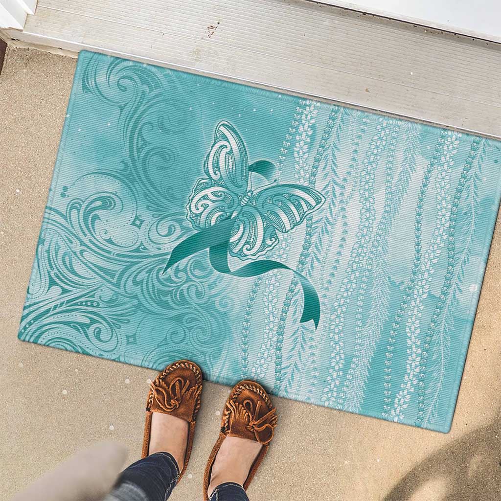 PTSD Awareness Rubber Doormat Maile Pikake Lokelani Crown Flower Lei Inspired LT9 - Polynesian Pride