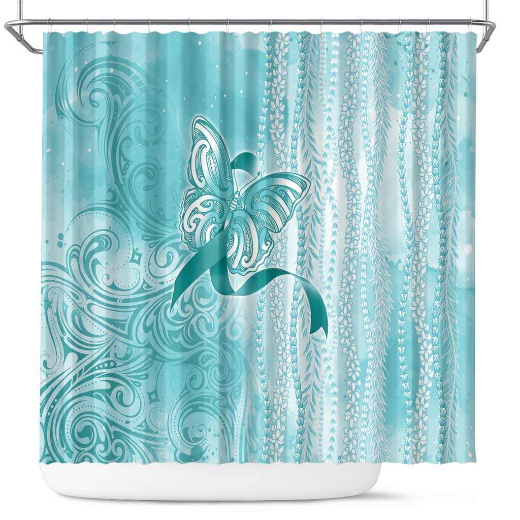 PTSD Awareness Shower Curtain Maile Pikake Lokelani Crown Flower Lei Inspired