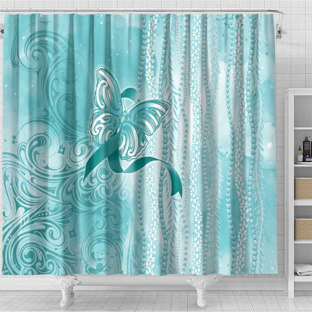 PTSD Awareness Shower Curtain Maile Pikake Lokelani Crown Flower Lei Inspired