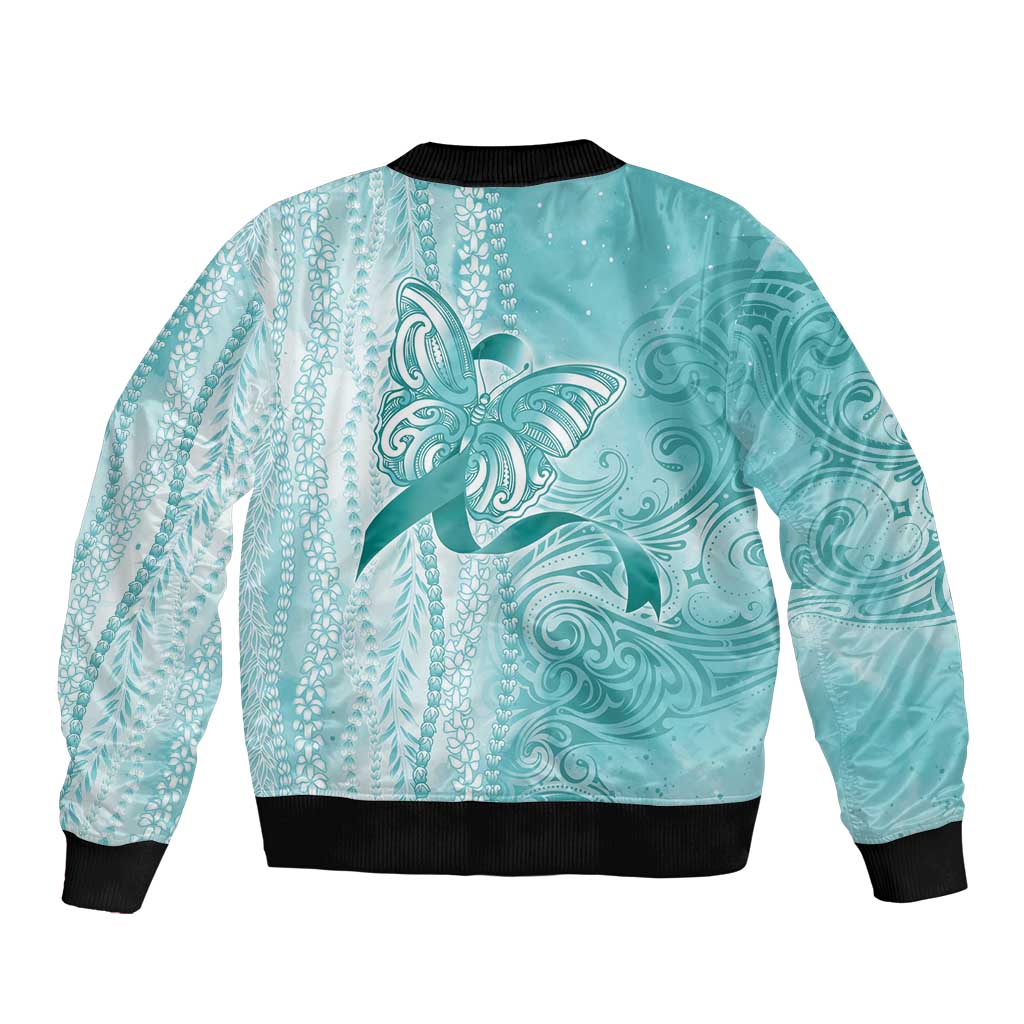 PTSD Awareness Sleeve Zip Bomber Jacket Maile Pikake Lokelani Crown Flower Lei Inspired LT9 - Polynesian Pride