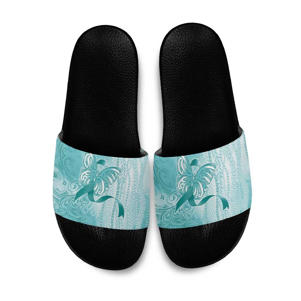 PTSD Awareness Slide Sandals Maile Pikake Lokelani Crown Flower Lei Inspired