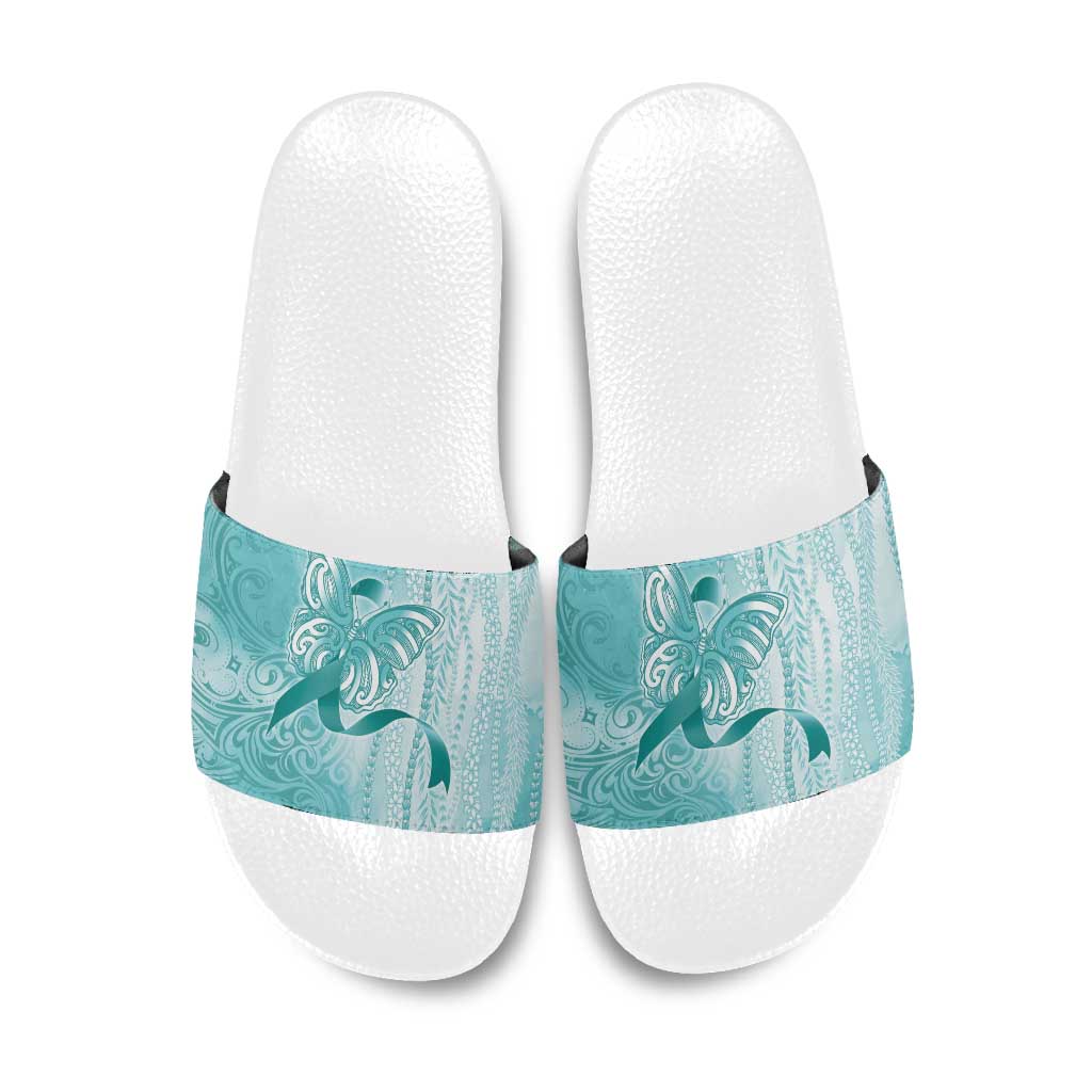 PTSD Awareness Slide Sandals Maile Pikake Lokelani Crown Flower Lei Inspired