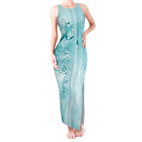 PTSD Awareness Tank Maxi Dress Maile Pikake Lokelani Crown Flower Lei Inspired LT9 Women Teal - Polynesian Pride
