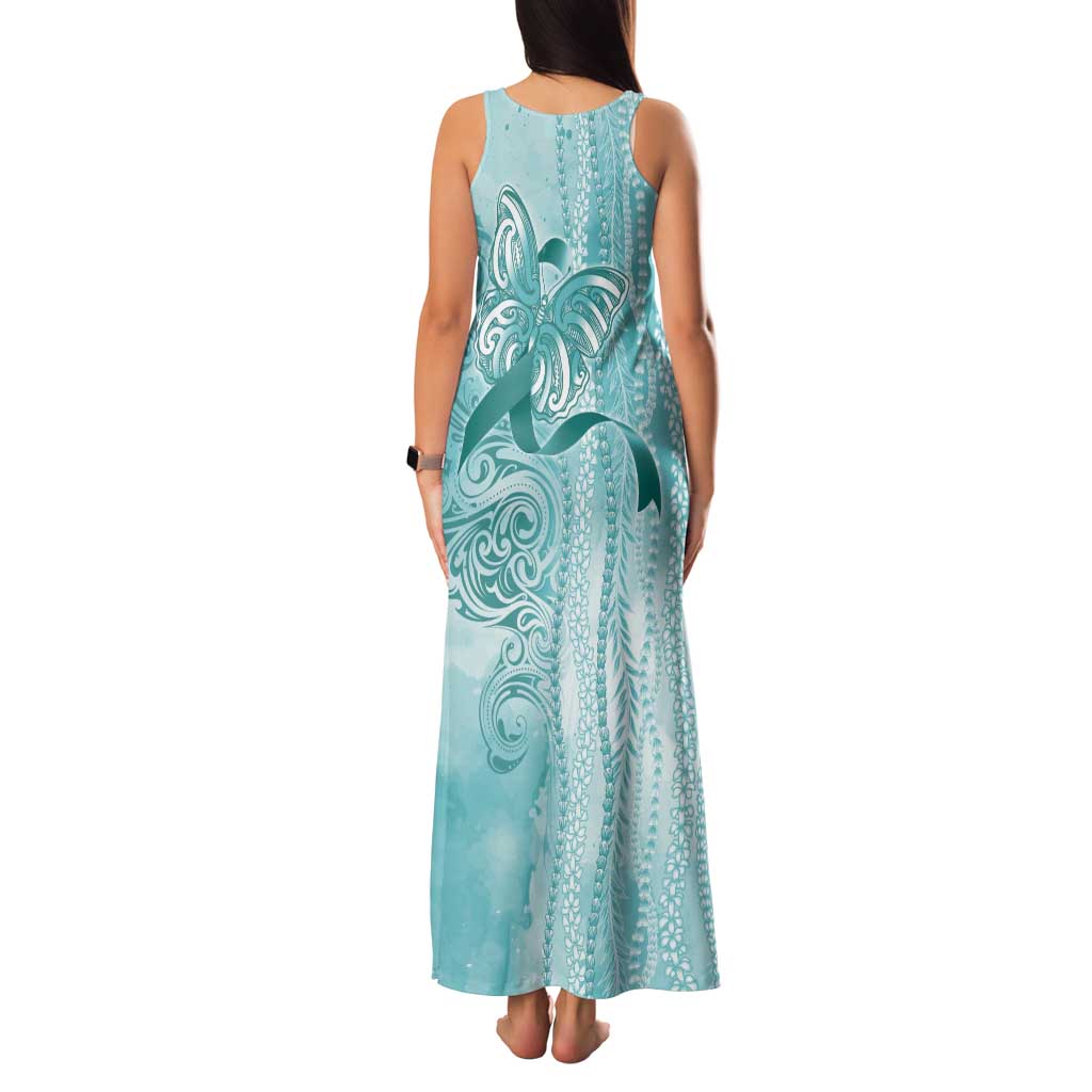 PTSD Awareness Tank Maxi Dress Maile Pikake Lokelani Crown Flower Lei Inspired LT9 - Polynesian Pride