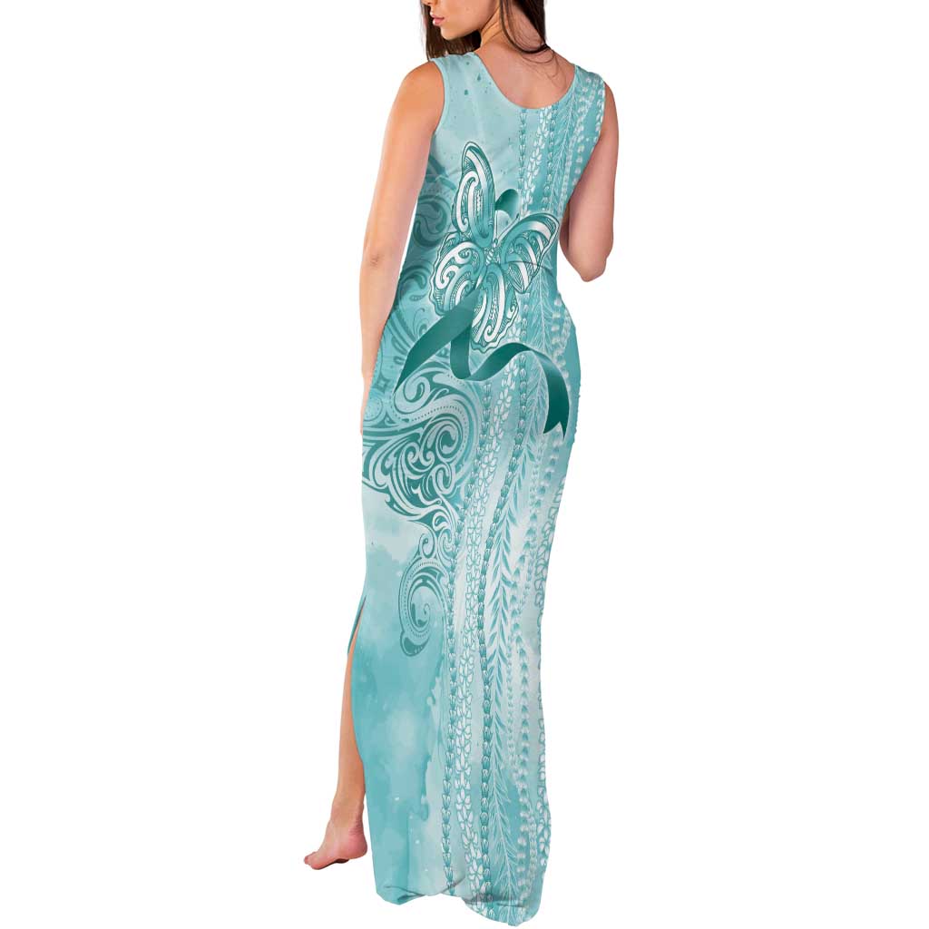 PTSD Awareness Tank Maxi Dress Maile Pikake Lokelani Crown Flower Lei Inspired LT9 - Polynesian Pride