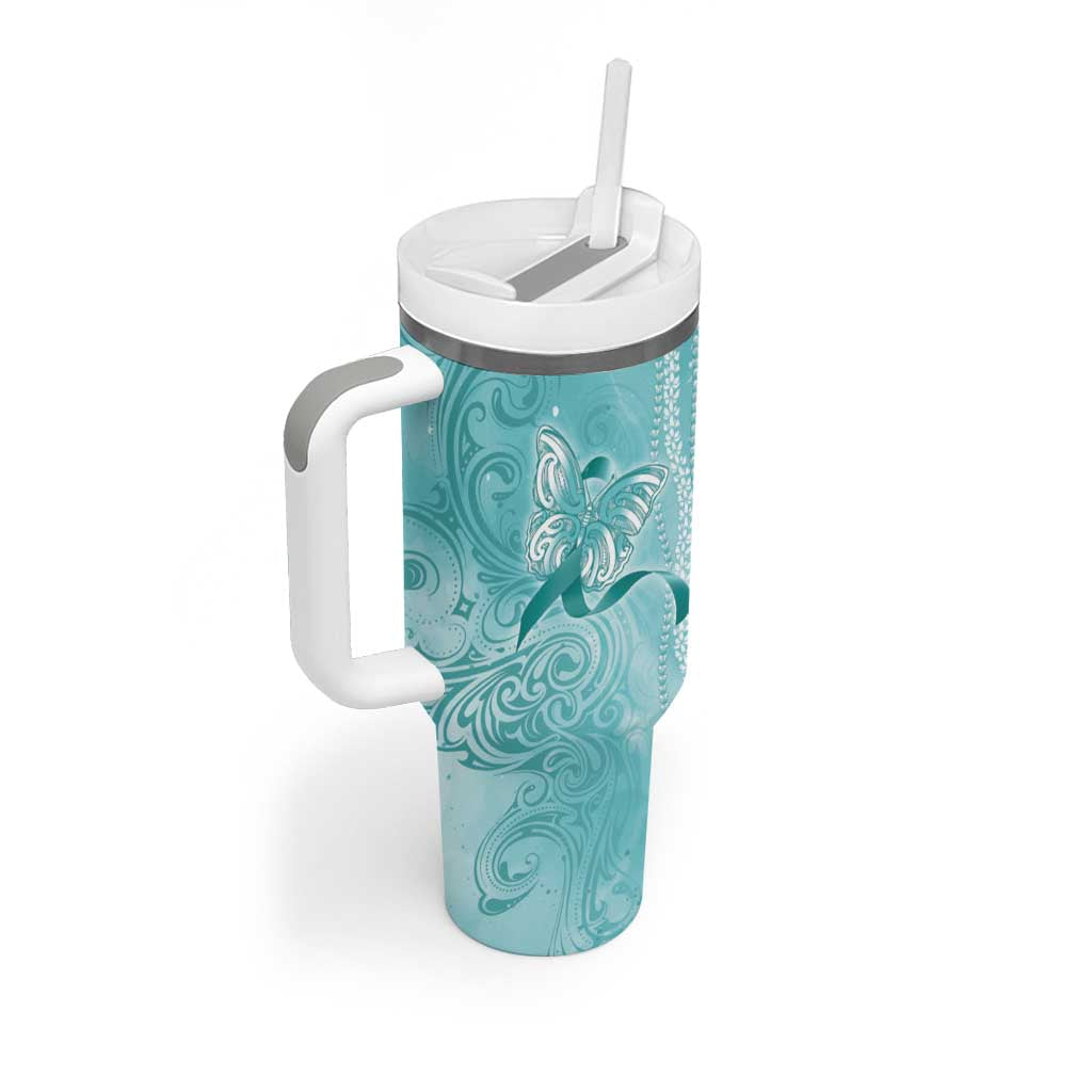 PTSD Awareness Tumbler With Handle Maile Pikake Lokelani Crown Flower Lei Inspired LT9 - Polynesian Pride