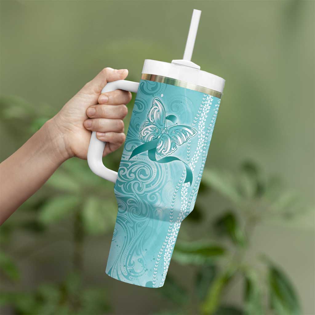 PTSD Awareness Tumbler With Handle Maile Pikake Lokelani Crown Flower Lei Inspired LT9 - Polynesian Pride