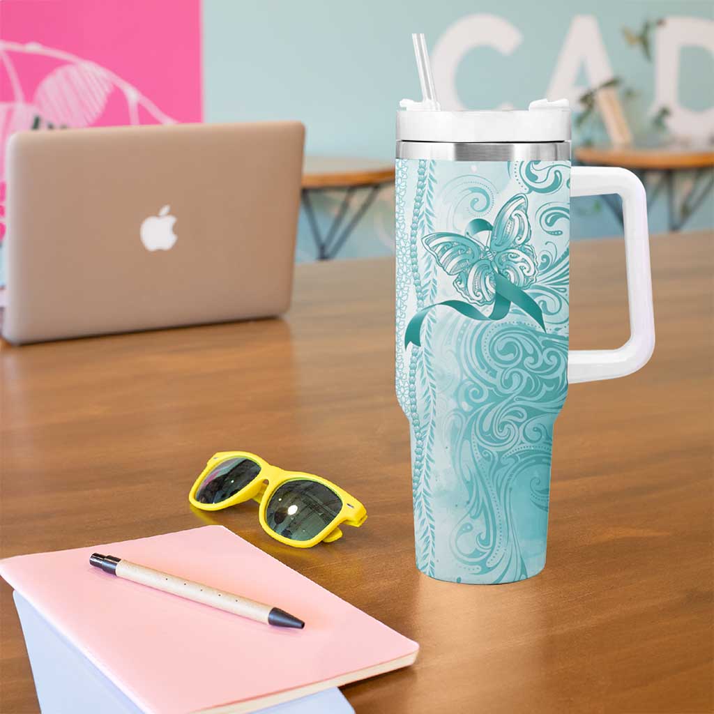 PTSD Awareness Tumbler With Handle Maile Pikake Lokelani Crown Flower Lei Inspired LT9 - Polynesian Pride