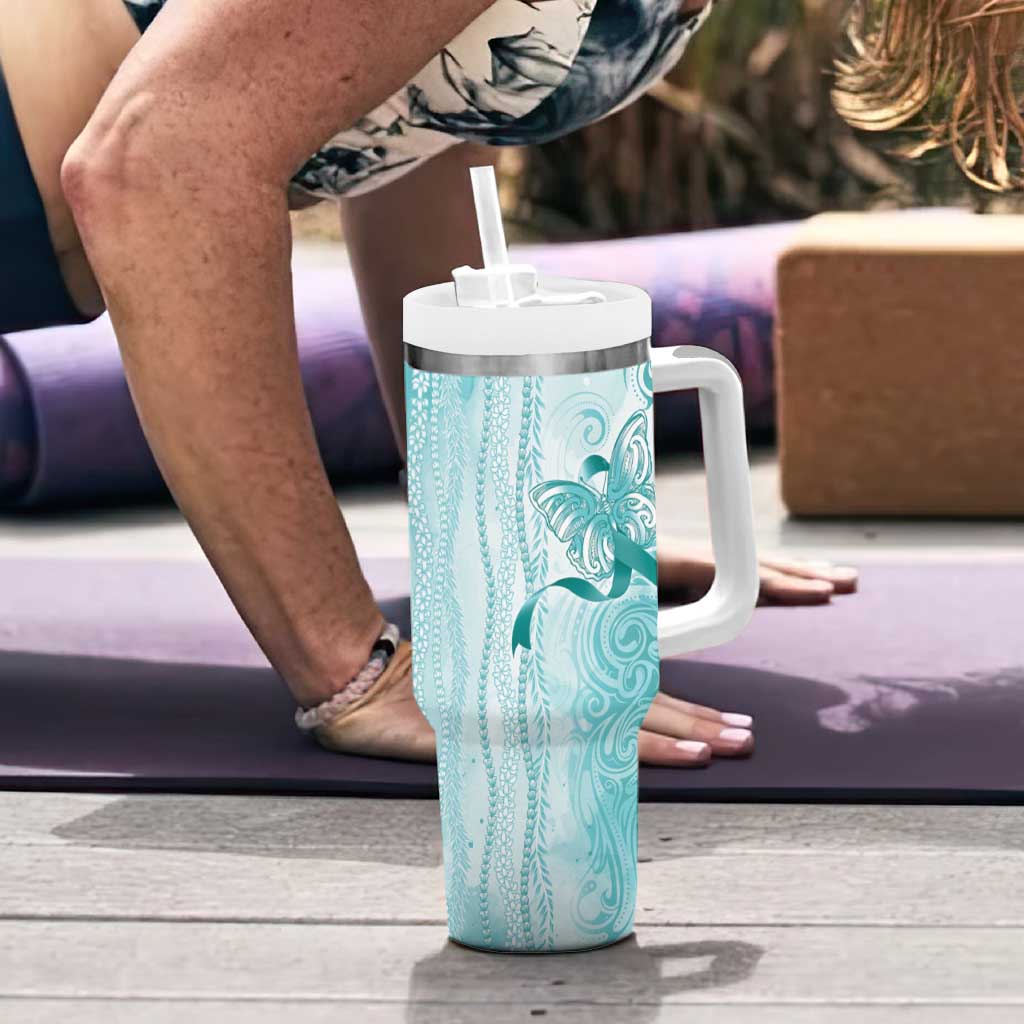 PTSD Awareness Tumbler With Handle Maile Pikake Lokelani Crown Flower Lei Inspired LT9 - Polynesian Pride