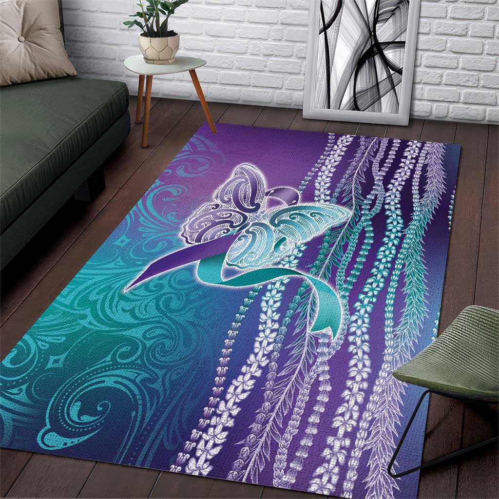 Suicide Prevention Awareness Area Rug Maile Pikake Lokelani Crown Flower Lei Inspired