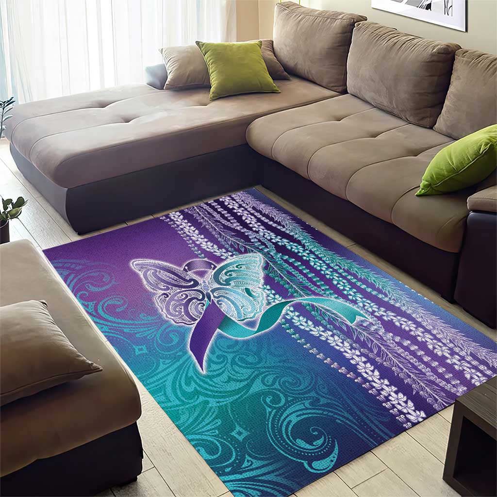 Suicide Prevention Awareness Area Rug Maile Pikake Lokelani Crown Flower Lei Inspired LT9 - Polynesian Pride
