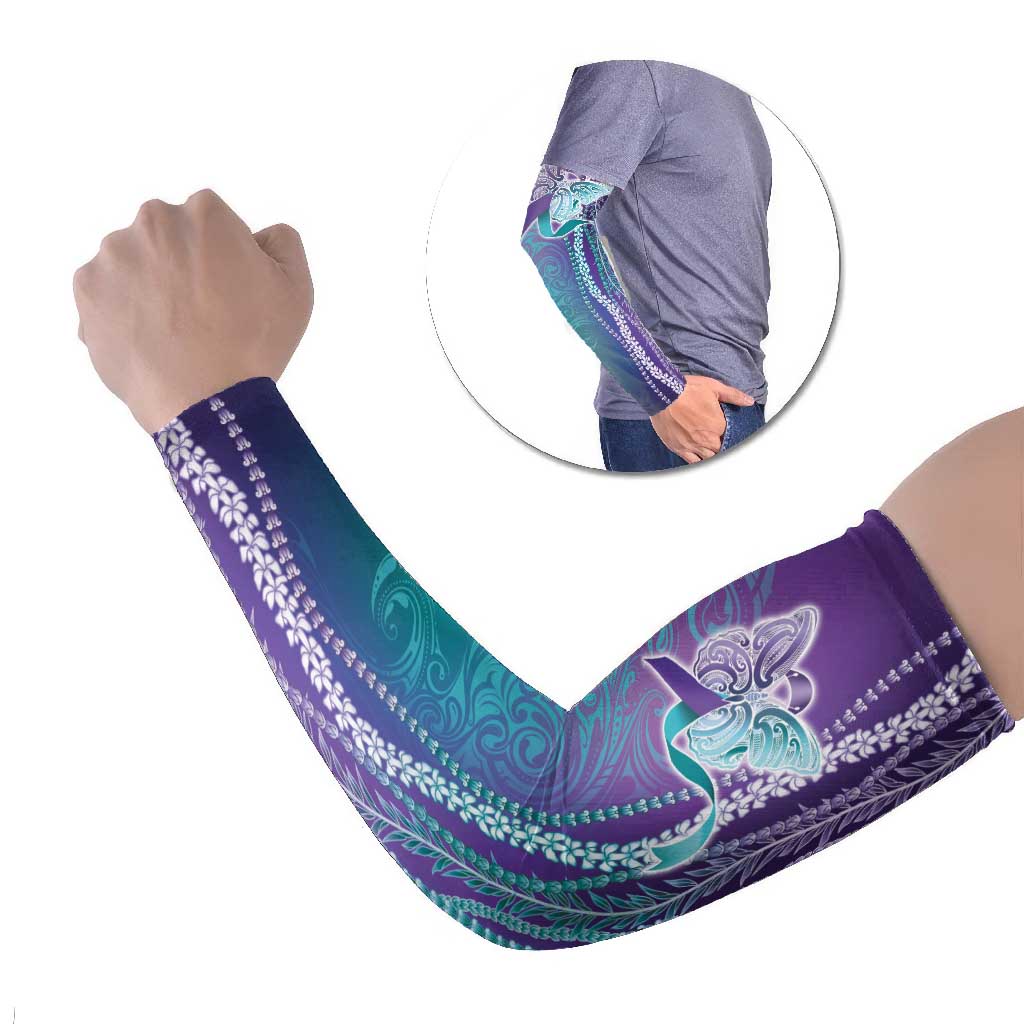 Suicide Prevention Awareness Arm Sleeves Maile Pikake Lokelani Crown Flower Lei Inspired LT9 Set of 2 Multicolor - Polynesian Pride