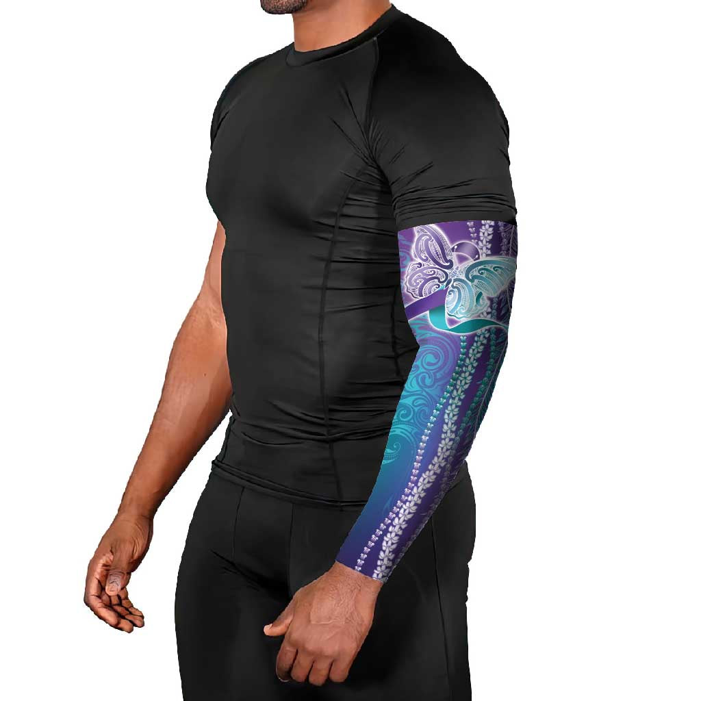 Suicide Prevention Awareness Arm Sleeves Maile Pikake Lokelani Crown Flower Lei Inspired LT9 - Polynesian Pride