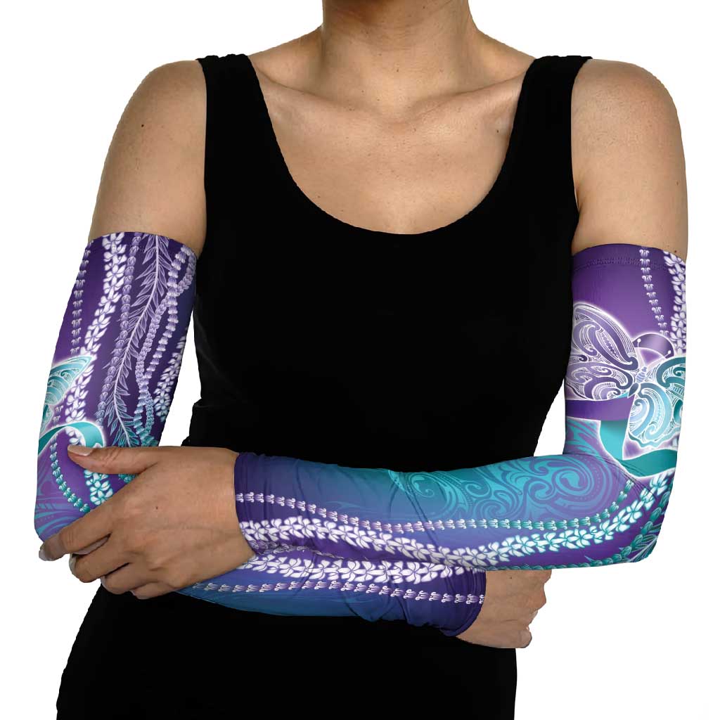 Suicide Prevention Awareness Arm Sleeves Maile Pikake Lokelani Crown Flower Lei Inspired LT9 - Polynesian Pride