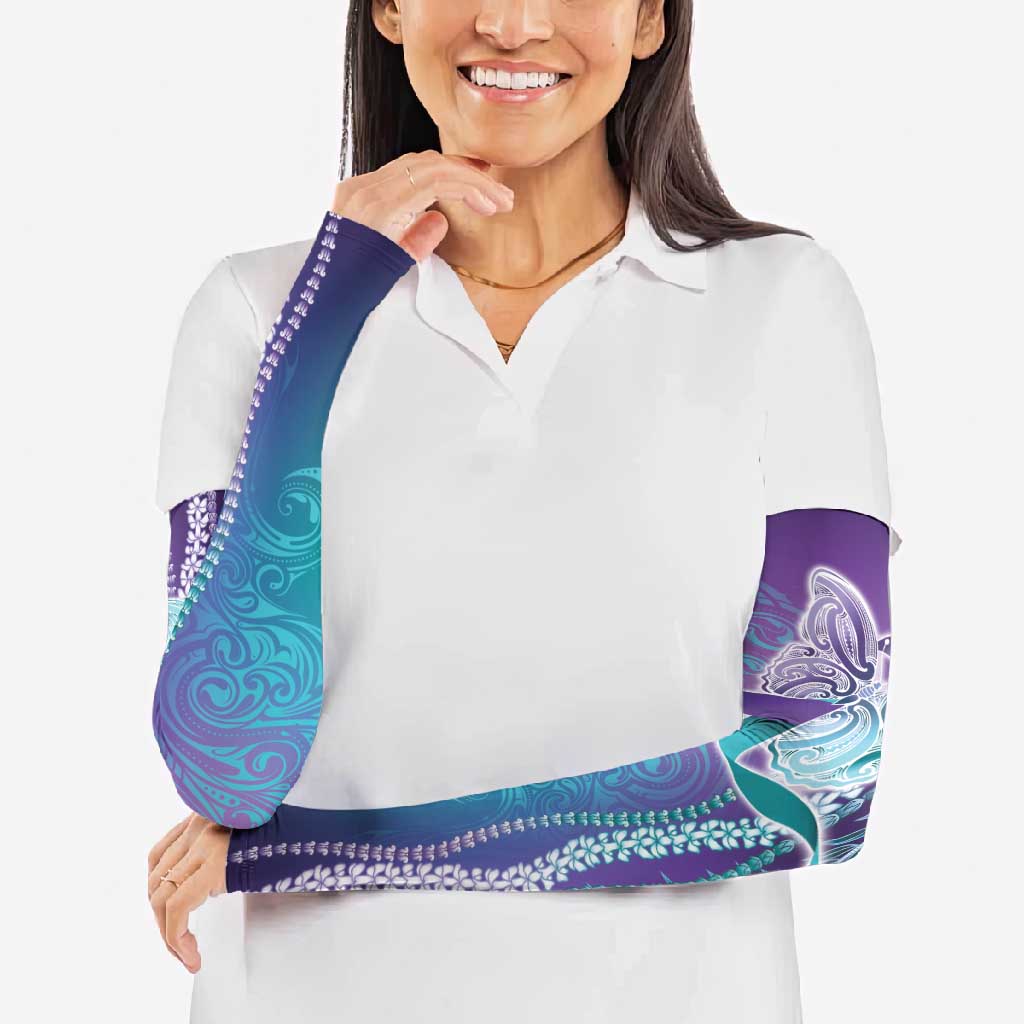 Suicide Prevention Awareness Arm Sleeves Maile Pikake Lokelani Crown Flower Lei Inspired LT9 - Polynesian Pride