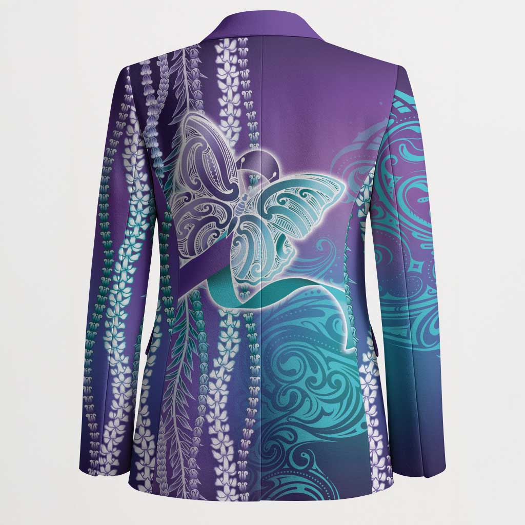 Suicide Prevention Awareness Blazer Maile Pikake Lokelani Crown Flower Lei Inspired