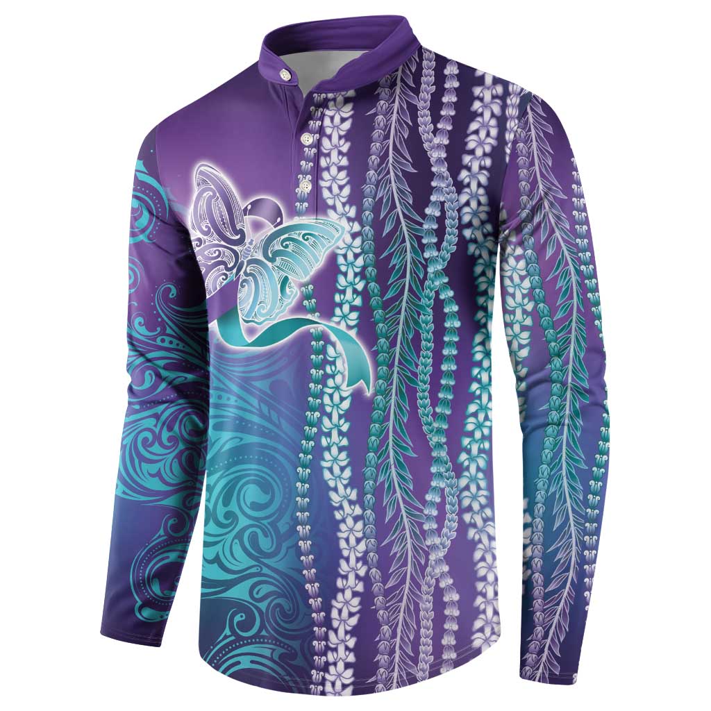 Suicide Prevention Awareness Button Sweatshirt Maile Pikake Lokelani Crown Flower Lei Inspired LT9 - Polynesian Pride