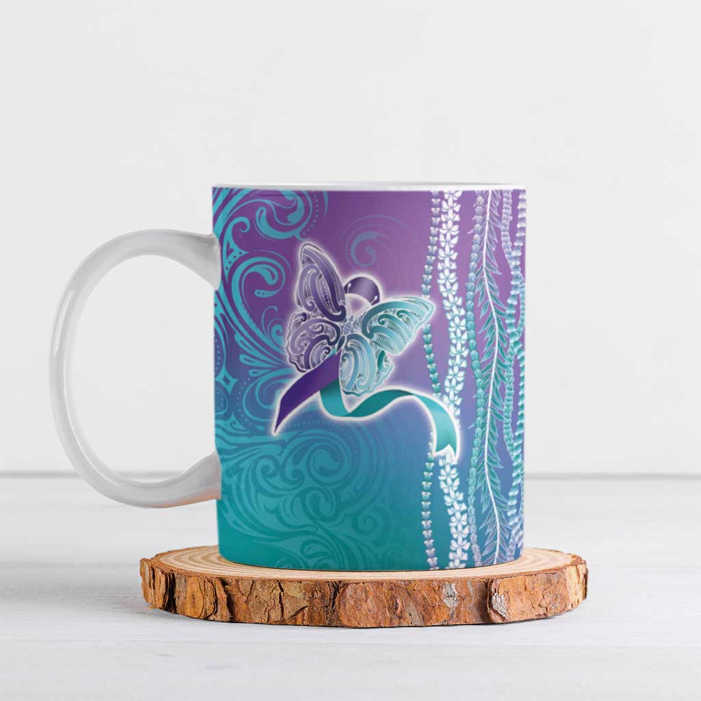 Suicide Prevention Awareness Ceramic Mug Maile Pikake Lokelani Crown Flower Lei Inspired LT9 Multicolor - Polynesian Pride