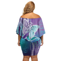 Suicide Prevention Awareness Family Matching Off Shoulder Short Dress and Hawaiian Shirt Maile Pikake Lokelani Crown Flower Lei Inspired
