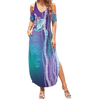 Suicide Prevention Awareness Family Matching Summer Maxi Dress and Hawaiian Shirt Maile Pikake Lokelani Crown Flower Lei Inspired
